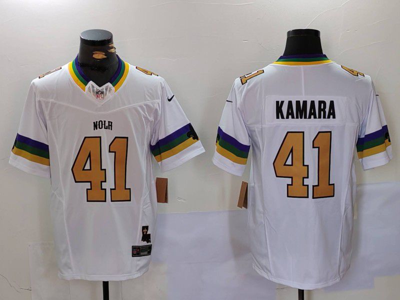 Men New Orleans Saints 41 Kamara White three generations 2024 Nike Vapor Limited NFL Jersey style 1